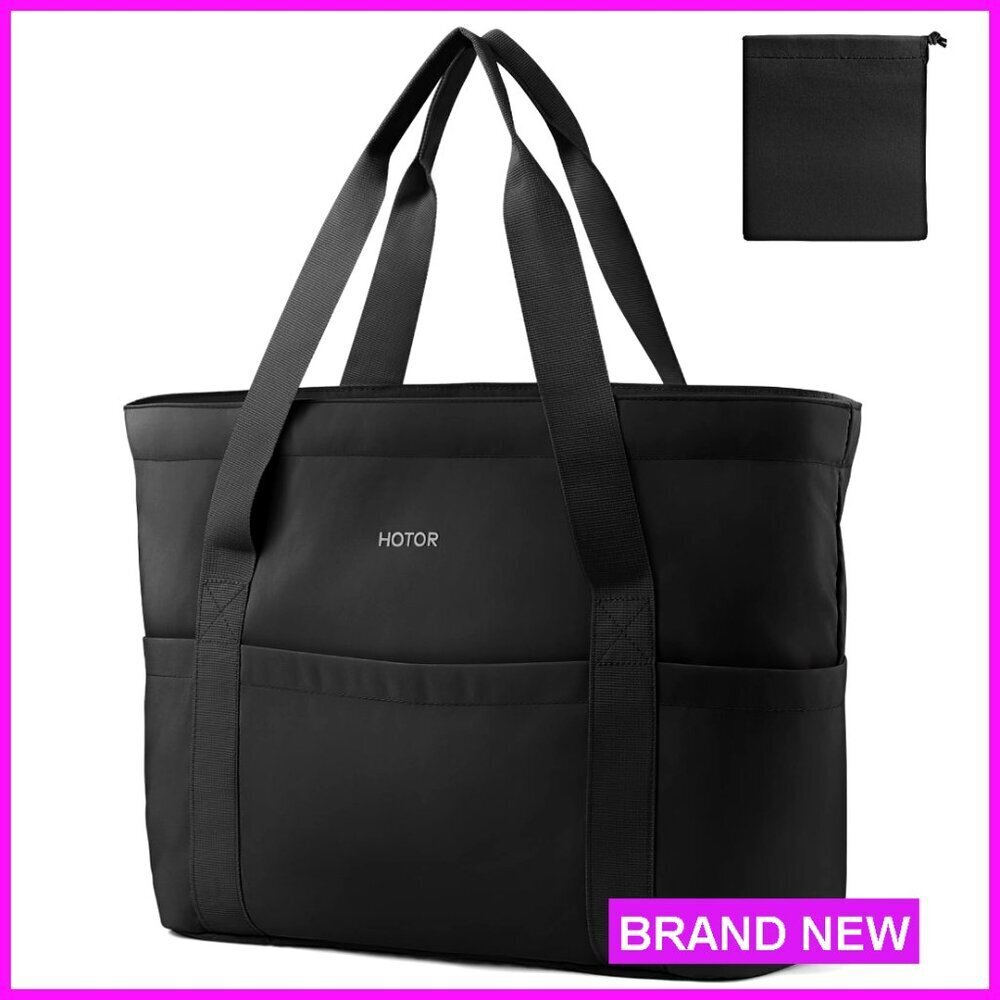 Foldable Lightweight Tote Bag with Zipper Large Shoulder Handbag Travel Work